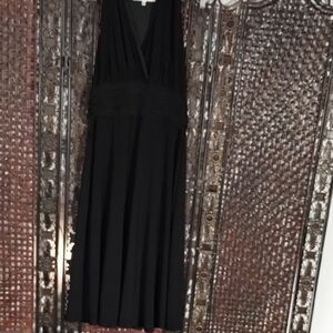 Evan Picone Black Maxi Dress Women 14 Rouching Sleeveless